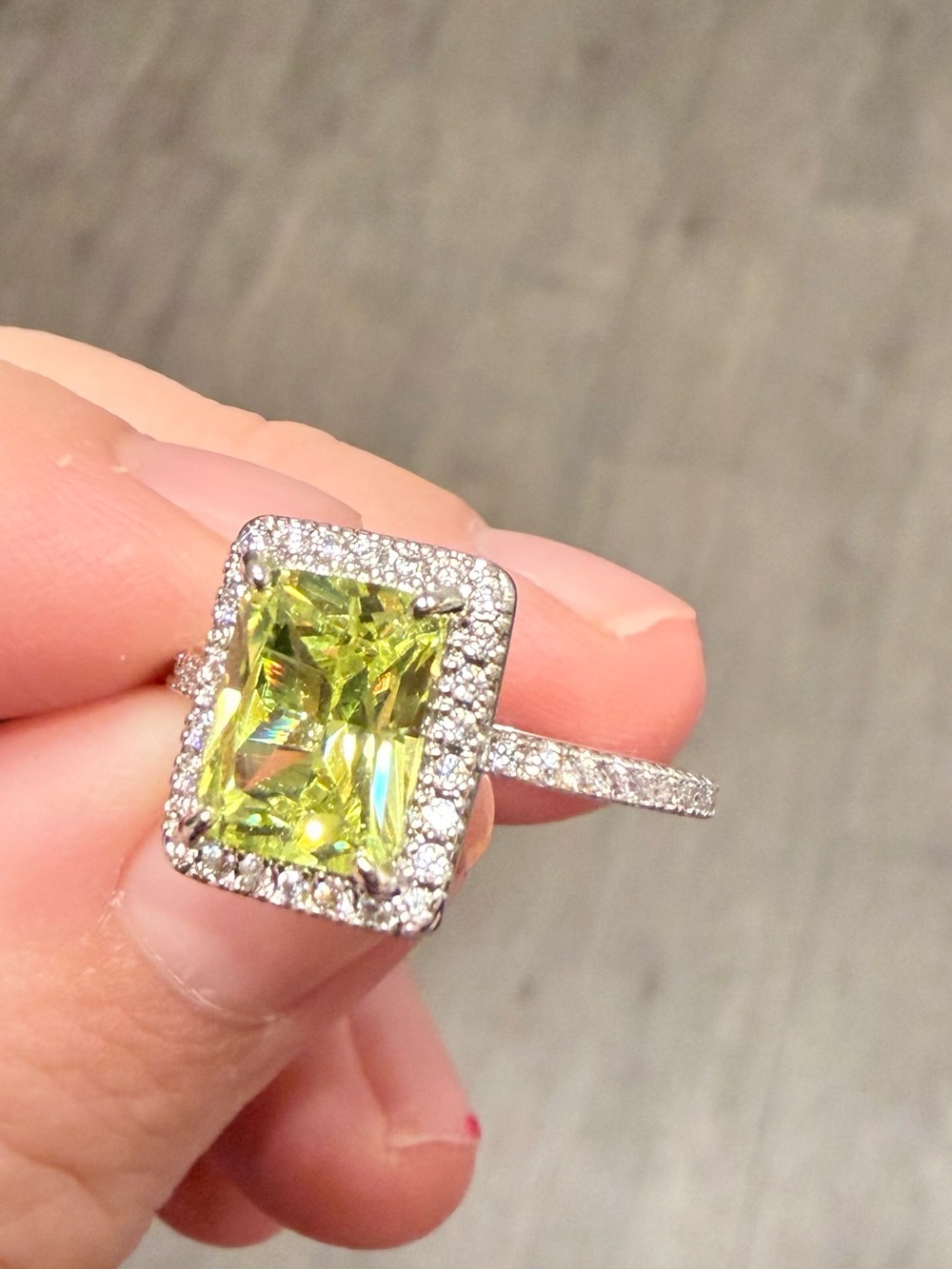 Emerald-Cut Gemstone Halo Ring - ring bomb party size 8